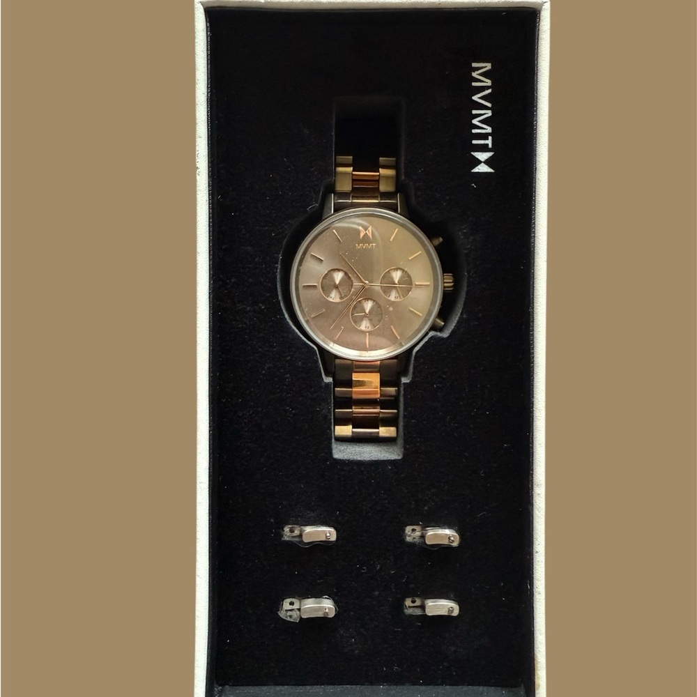 MVMT Gray and Rose Gold Chronograph Watch